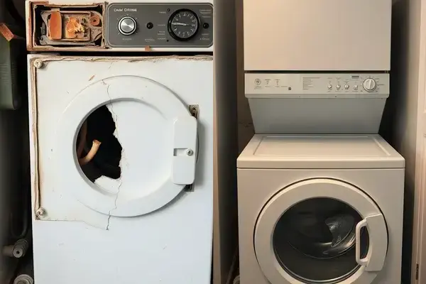 Before and after dryer repair